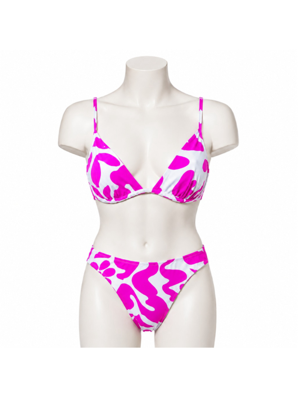Women’s 2-Piece Bikini Swimsuit – CupShe – Pink & White Print – Size M – NWT